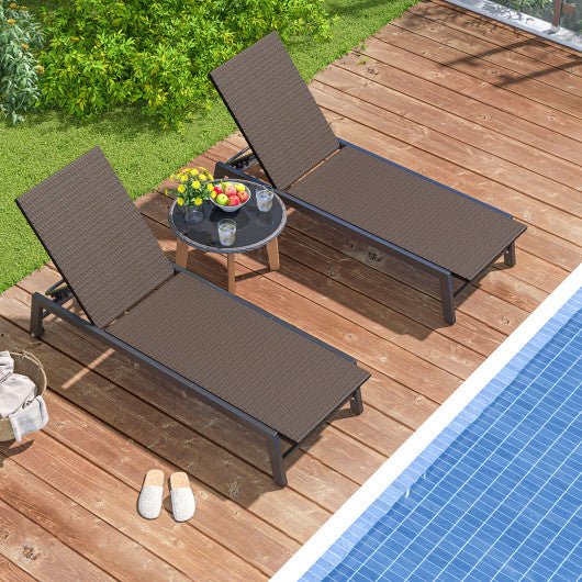  - PE Wicker Patio Chaise Lounge Chair with Wheels for Poolside Backyard and Deck - Outdoor Style Company