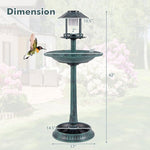  - Pedestal Bird Bath with Solar Light with Bird Feeder and Flower Planter - Outdoor Style Company