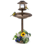  - Pedestal Bird Bath with Solar Light with Bird Feeder and Flower Planter - Outdoor Style Company