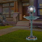  - Pedestal Bird Bath with Solar Light with Bird Feeder and Flower Planter - Outdoor Style Company