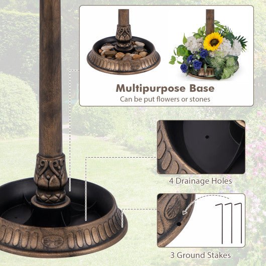  - Pedestal Bird Bath with Solar Light with Bird Feeder and Flower Planter - Outdoor Style Company