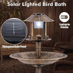  - Pedestal Bird Bath with Solar Light with Bird Feeder and Flower Planter - Outdoor Style Company