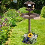  - Pedestal Bird Bath with Solar Light with Bird Feeder and Flower Planter - Outdoor Style Company