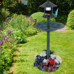  - Pedestal Bird Bath with Solar Light with Bird Feeder and Flower Planter - Outdoor Style Company