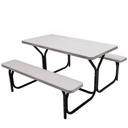  - Picnic Table Bench Set for Outdoor Camping - White - Outdoor Style Company