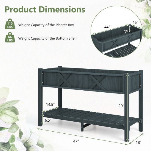  - Poly Wood Elevated Planter Box with Legs Storage Shelf Drainage Holes - Outdoor Style Company