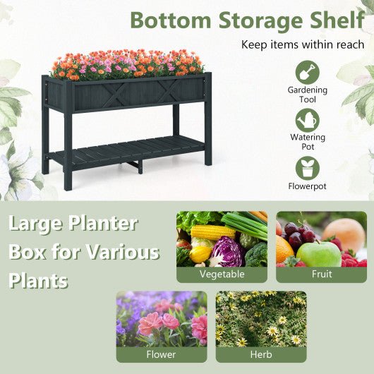  - Poly Wood Elevated Planter Box with Legs Storage Shelf Drainage Holes - Outdoor Style Company