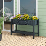  - Poly Wood Elevated Planter Box with Legs Storage Shelf Drainage Holes - Outdoor Style Company