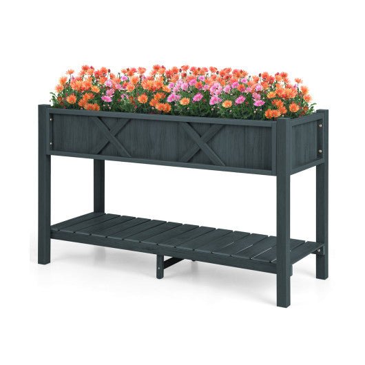  - Poly Wood Elevated Planter Box with Legs Storage Shelf Drainage Holes - Outdoor Style Company