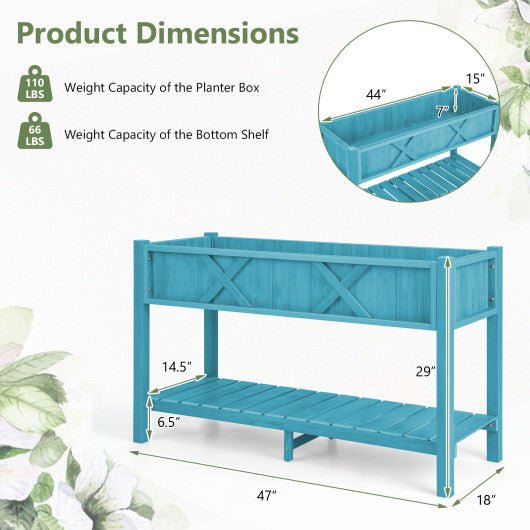  - Poly Wood Elevated Planter Box with Legs Storage Shelf Drainage Holes - Outdoor Style Company