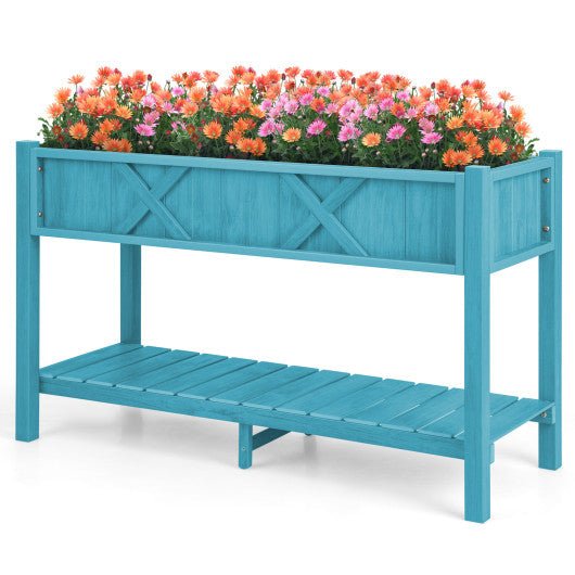  - Poly Wood Elevated Planter Box with Legs Storage Shelf Drainage Holes - Outdoor Style Company