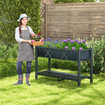  - Poly Wood Elevated Planter Box with Legs Storage Shelf Drainage Holes - Outdoor Style Company