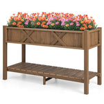  - Poly Wood Elevated Planter Box with Legs Storage Shelf Drainage Holes - Outdoor Style Company