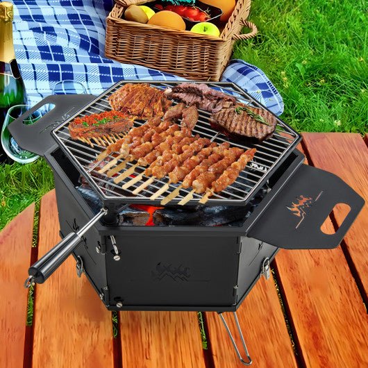  - Portable Charcoal Grill Stove Rotatable with Foldable Body and Legs with Handles - Outdoor Style Company