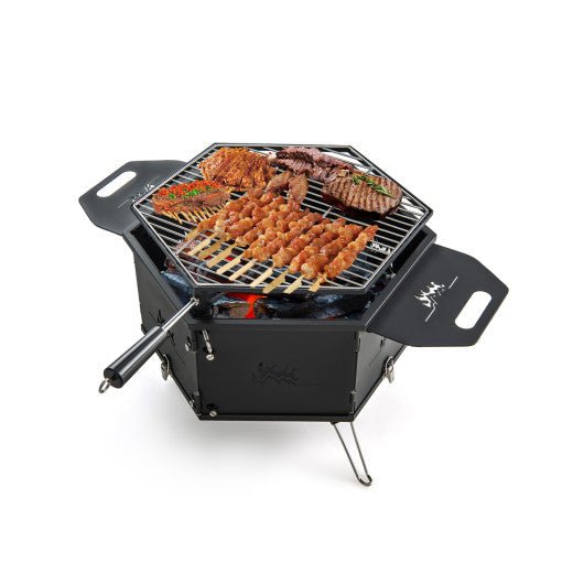  - Portable Charcoal Grill Stove Rotatable with Foldable Body and Legs with Handles - Outdoor Style Company