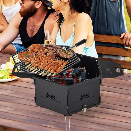  - Portable Charcoal Grill Stove Rotatable with Foldable Body and Legs with Handles - Outdoor Style Company