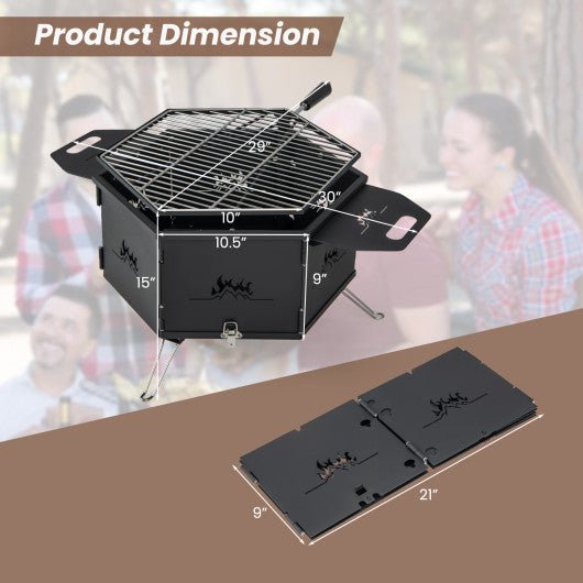  - Portable Charcoal Grill Stove Rotatable with Foldable Body and Legs with Handles - Outdoor Style Company