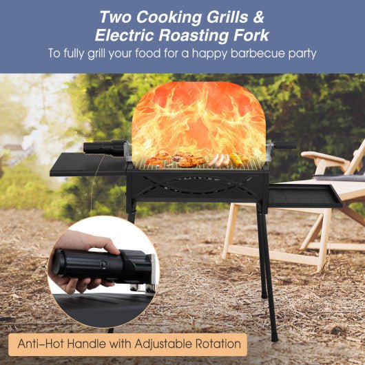  - Portable Charcoal Grill with Electric Roasting Fork - Outdoor Style Company