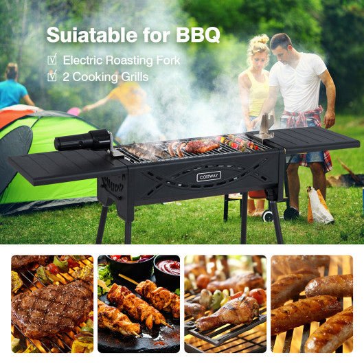  - Portable Charcoal Grill with Electric Roasting Fork - Outdoor Style Company