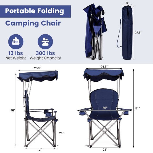  - Portable Folding Beach Canopy Chair with Cup Holders - Outdoor Style Company