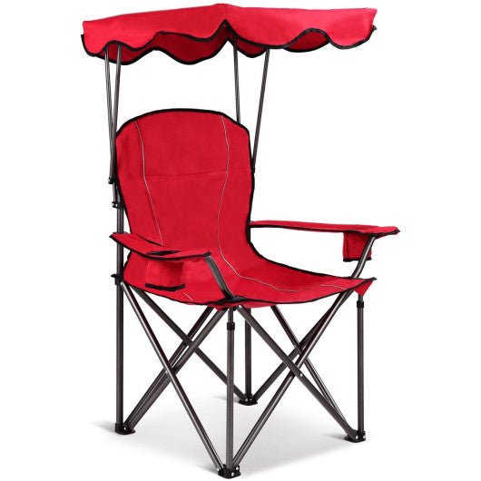  - Portable Folding Beach Canopy Chair with Cup Holders - Outdoor Style Company