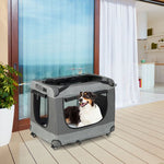  - Portable Folding Dog Soft Crate Cat Carrier with 4 Lockable Wheels - Outdoor Style Company