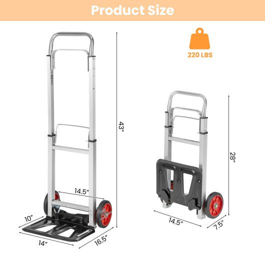  - Portable Folding Hand Truck with Telescopic Handle and Wheels - Outdoor Style Company