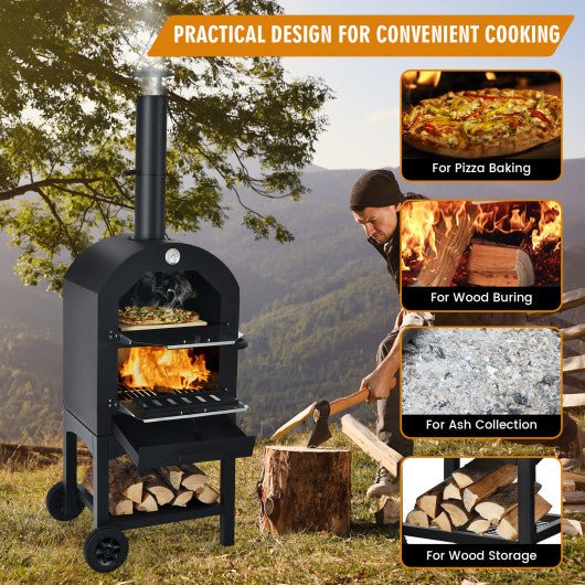  - Portable Outdoor Pizza Oven with Pizza Stone and Waterproof Cover - Outdoor Style Company