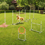 -Portable Pet Agility Dog Agility Equipment White & Yellow Adjustable Jump Ring High PE PawHut - Outdoor Style Company
