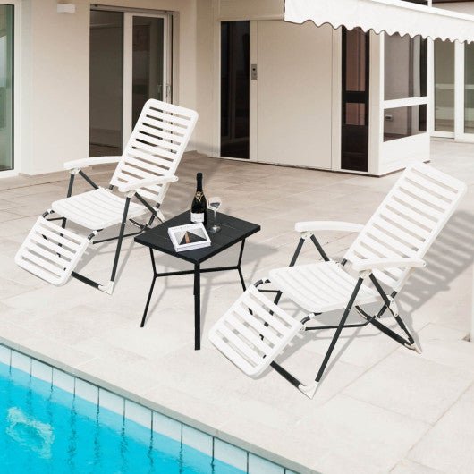  - PP Folding Patio Chaise Lounger with 7 - Level Backrest and Cozy Footrest - Outdoor Style Company