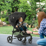 -Qaba Lightweight Baby Stroller, Toddler Travel Stroller with One Hand Fold, Compact Stroller with Storage Basket, All Wheel Suspension, Black - Outdoor Style Company