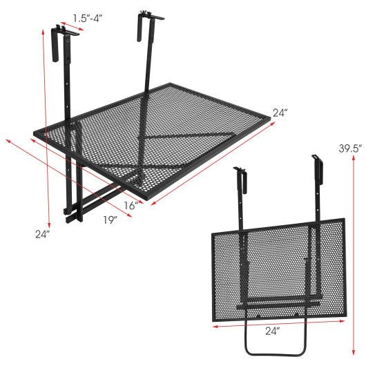  - Railing Folding Table with 5 - Level Adjustable Heights - Outdoor Style Company