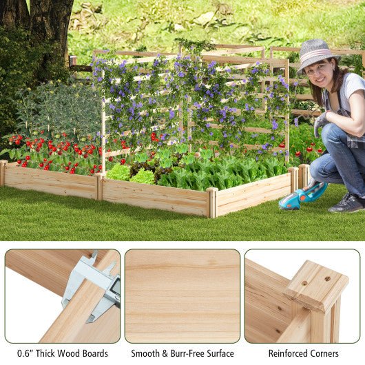  - Raised Garden Bed with 2 Planter Boxes and 3 Trellis - Outdoor Style Company