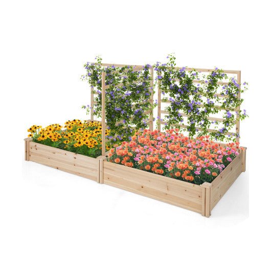  - Raised Garden Bed with 2 Planter Boxes and 3 Trellis - Outdoor Style Company