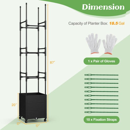  - Raised Garden Bed with Obelisk Trellis and 3 Heights & Detachable PE - Coated Metal Tubes - Outdoor Style Company