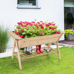  - Raised Wood Garden Bed with Shelf and Liner - Outdoor Style Company