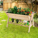  - Raised Wood Garden Bed with Shelf and Liner - Outdoor Style Company