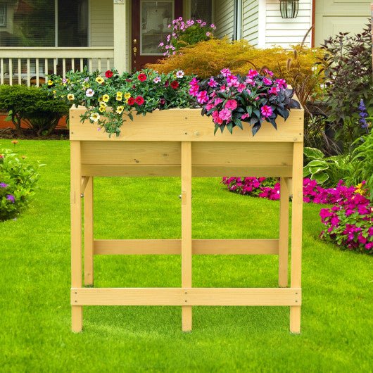  - Raised Wooden Planter Vegetable Flower Bed with Liner - Outdoor Style Company