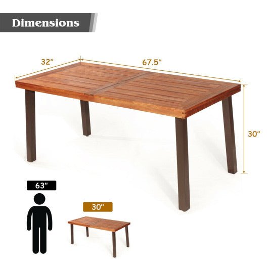  - Rectangular Acacia Wood Rustic Dining Furniture Table - Outdoor Style Company