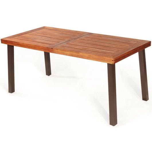  - Rectangular Acacia Wood Rustic Dining Furniture Table - Outdoor Style Company