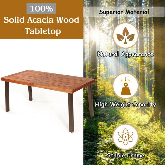  - Rectangular Acacia Wood Rustic Dining Furniture Table - Outdoor Style Company