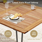  - Rectangular Outdoor Dining Table for 6 People with Acacia Wood Tabletop and Umbrella Hole - Outdoor Style Company