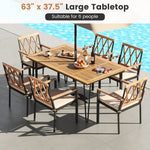  - Rectangular Outdoor Dining Table for 6 People with Acacia Wood Tabletop and Umbrella Hole - Outdoor Style Company