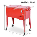  - Red Portable Outdoor Patio Cooler Cart - Outdoor Style Company