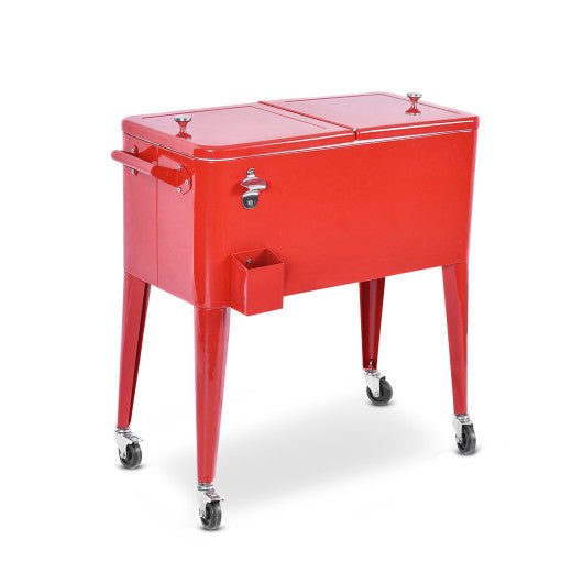  - Red Portable Outdoor Patio Cooler Cart - Outdoor Style Company