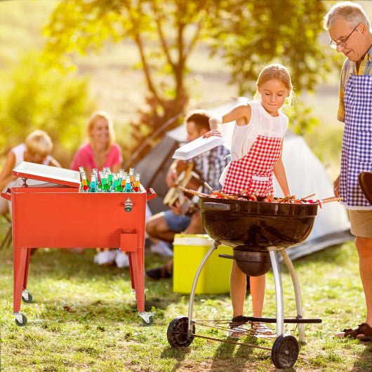  - Red Portable Outdoor Patio Cooler Cart - Outdoor Style Company