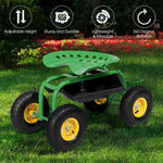  - Red/Green Garden Cart Rolling Work Seat With Heavy Duty Tool Tray Gardening Planting - Outdoor Style Company