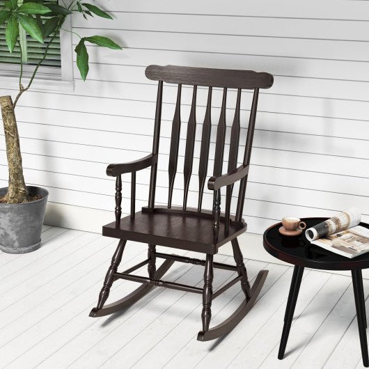  - Rocking Chair with Solid Wooden Frame for Garden and Patio - Outdoor Style Company