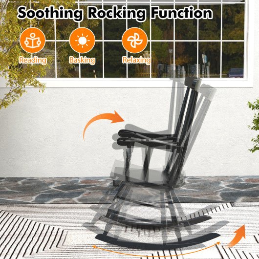  - Rocking Chair with Solid Wooden Frame for Garden and Patio - Outdoor Style Company