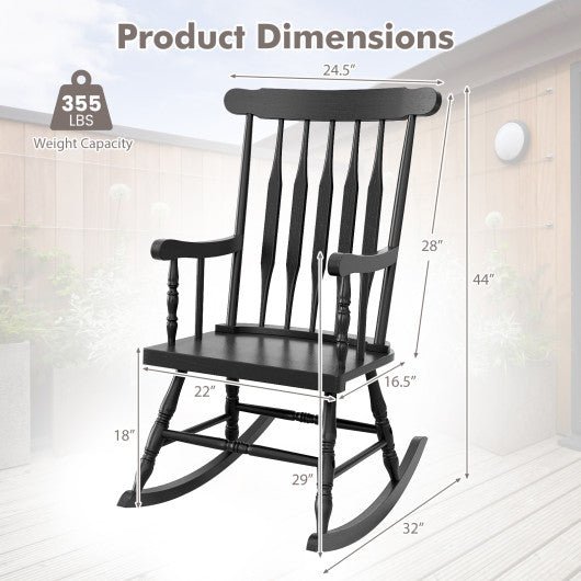  - Rocking Chair with Solid Wooden Frame for Garden and Patio - Outdoor Style Company